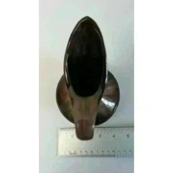 Vintage MCM Ceramic Cruet Pink Blue Gold Silver Drip Glaze Brown base Redware - Picture 8 of 10